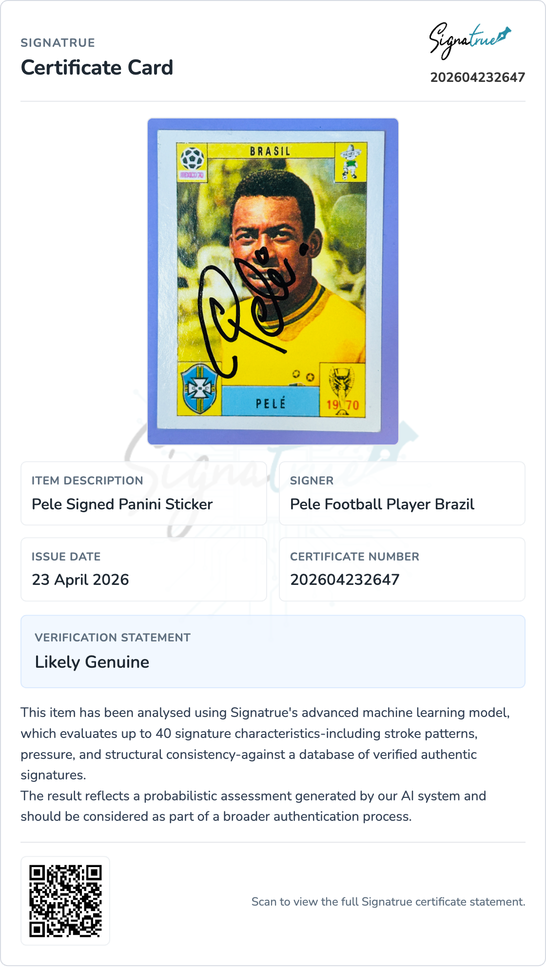 Sample Signatrue Pre-Authentication certificate